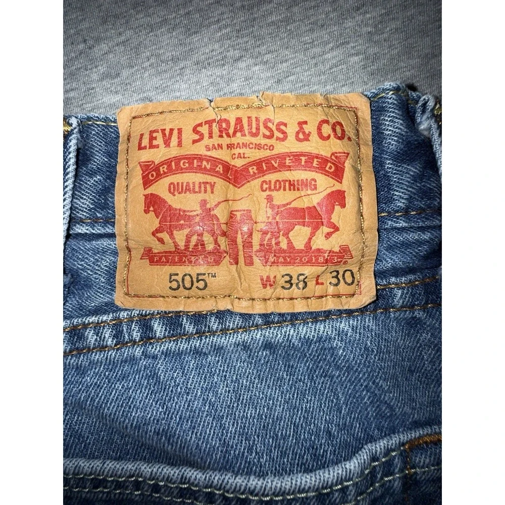 Levi 505 Mens Jeans 38x30* Regular Fit Straight Leg Workwear Inseam Measures 27
